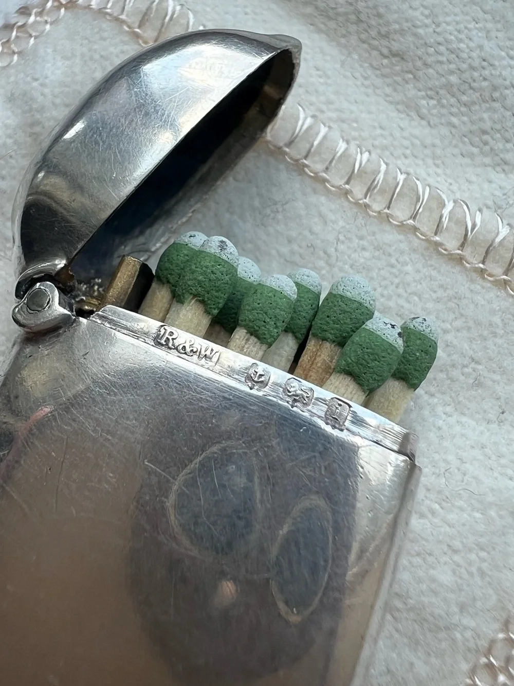 English Antique Sterling Silver Match Safe Vesta Case 925 Reynolds & Westwoods